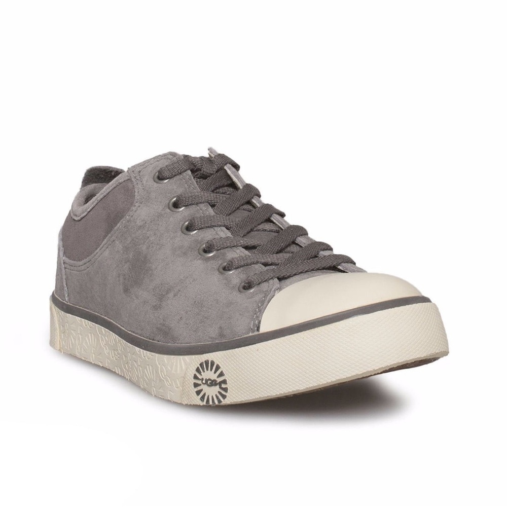 UGG Australia Womens Pewter Gray Sneakers Size 7 Lace Up, Suede Leather, Lined